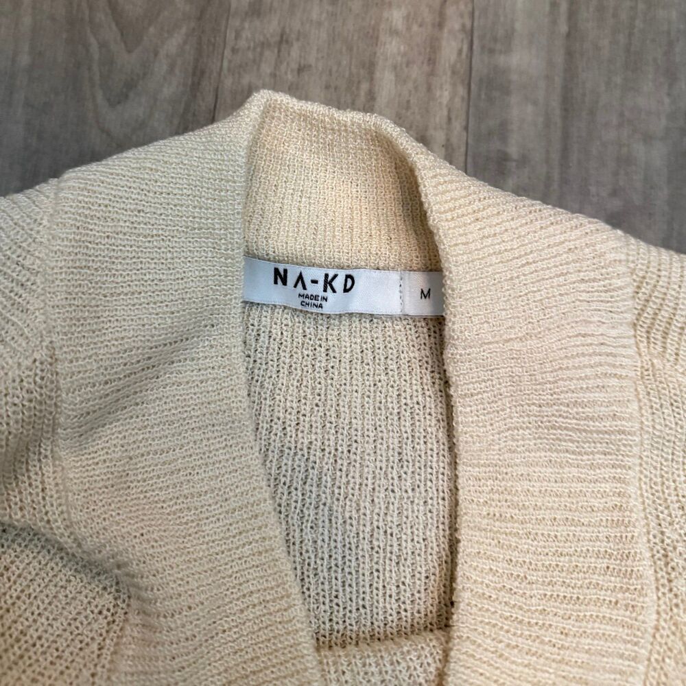 NA-KD Cream Sleeveless Straight Fine Knit Sweater Vest Top - Size M - Picture 6 of 6
